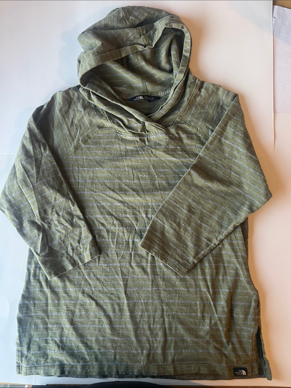 The North Face Olive Striped Hooded Tunic Top